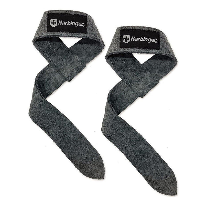 LEATHER LIFTING STRAPS GREY-BLACK