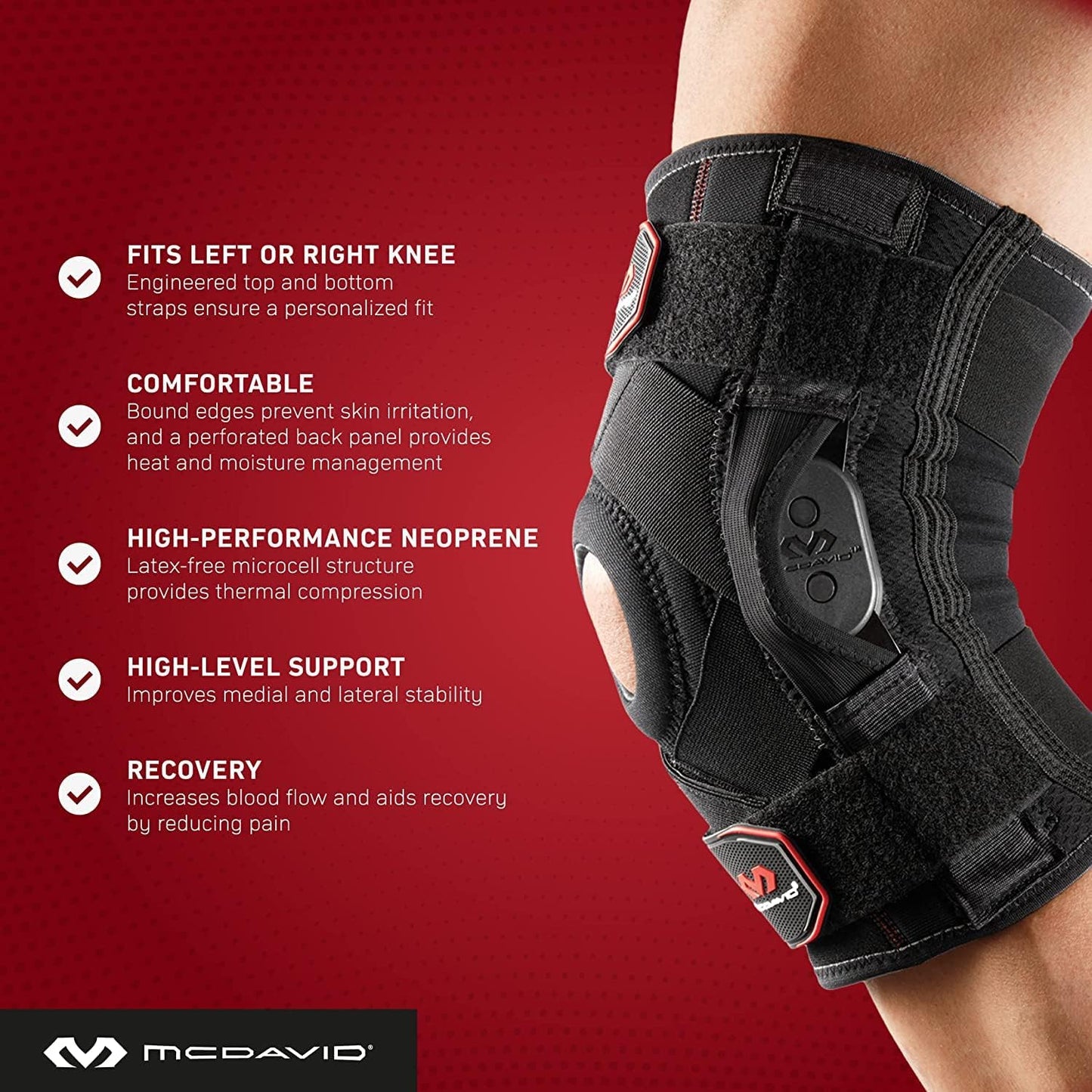 KNEE BRACE with POLYCENTRIC HINGES & CROSS STRAPS