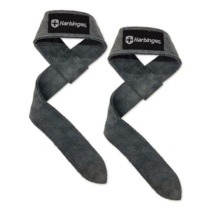 LEATHER LIFTING STRAPS GREY - BLACK/GREY